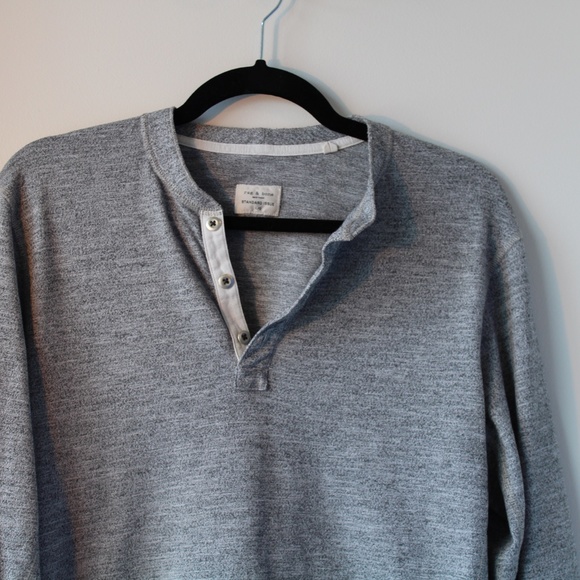 rag & bone Mens Large Light Gray Long Sleeve Henley - Picture 4 of 4
